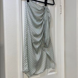 ZARA BLUE skirt with Red Polka Dots Front Split S